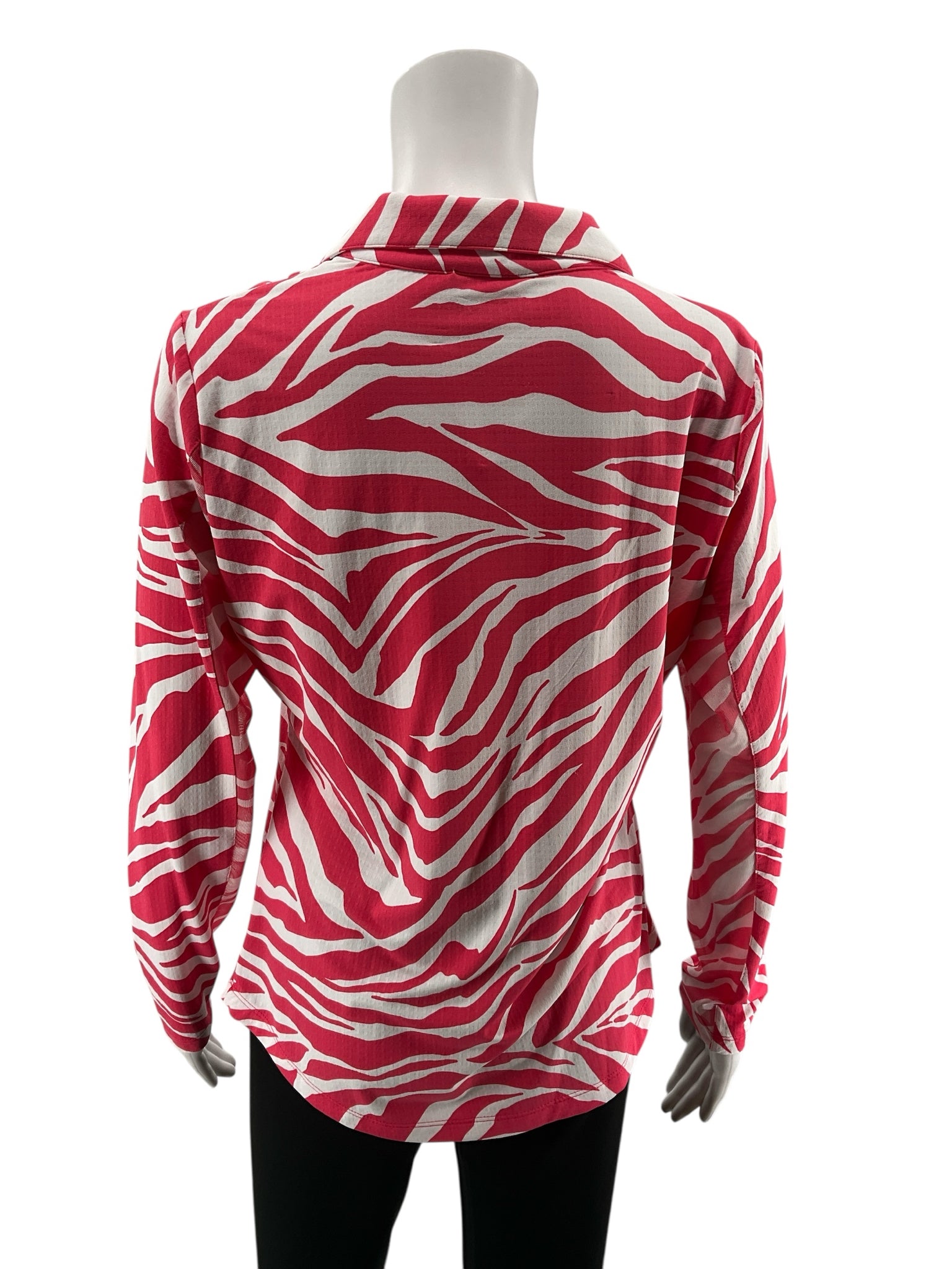IBKUL Zebra Print IceFil Long Sleeve Half-Zip Pullover Size Medium