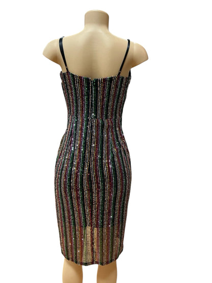 Betsey Johnson Multi Sequin T-Back Sheath Dress Size 4 Cocktail Party - ONLINE ONLY
