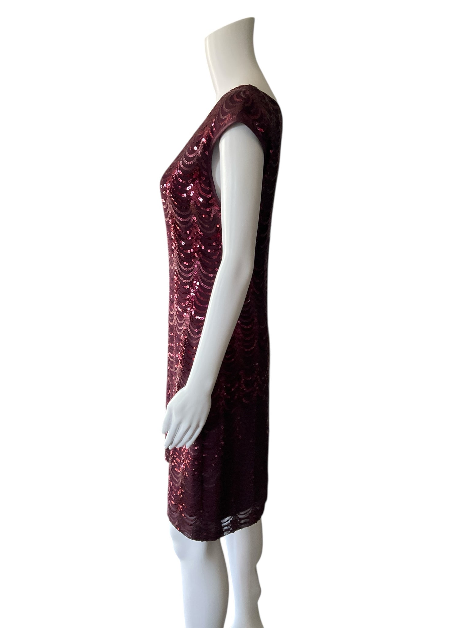Connected Maroon Sequins Pre-Owned Ladies Dress - Size 10
