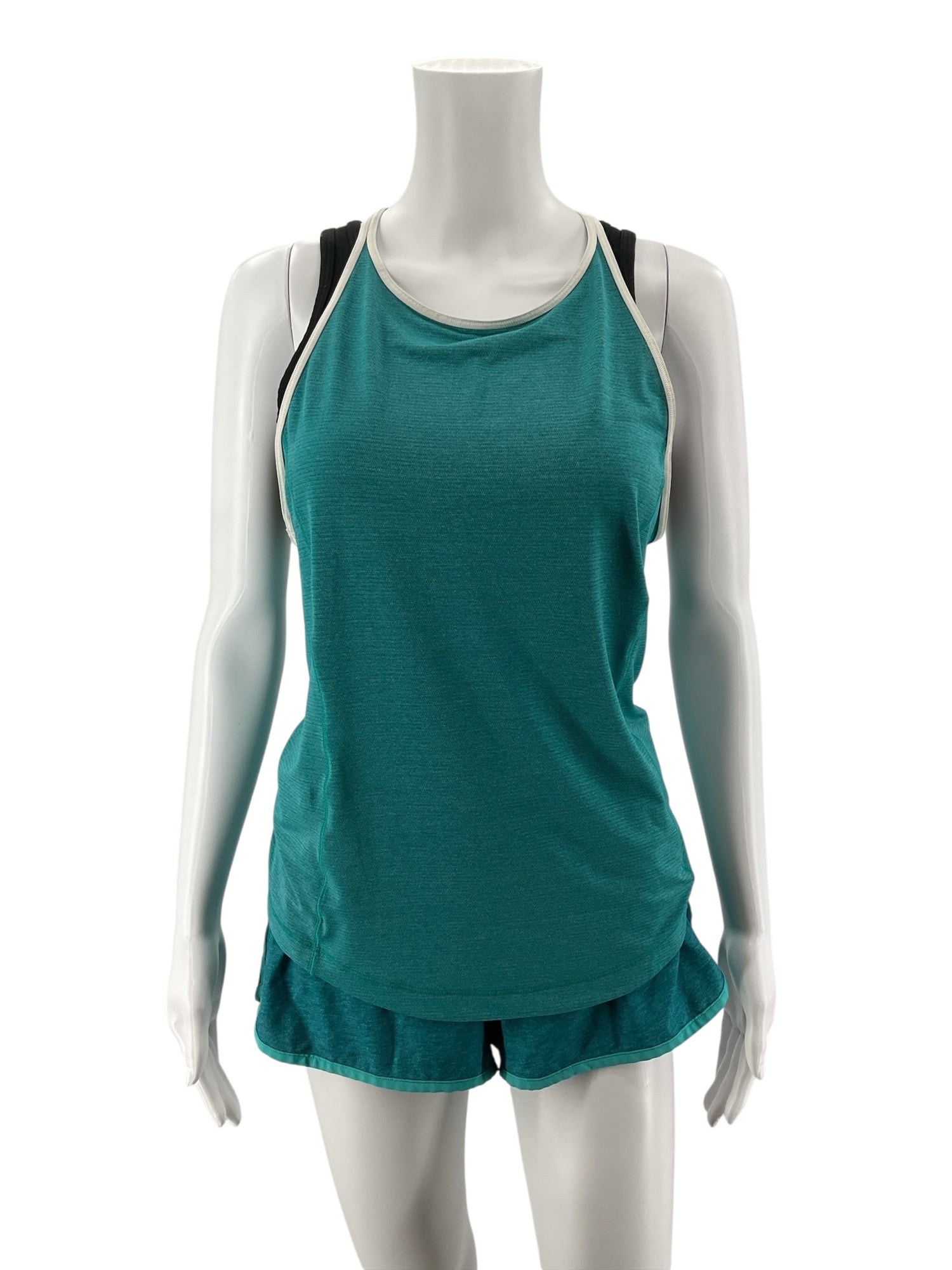 Lululemon Power Y Tank Top Sparkle Teal Built-In Bra Size 6