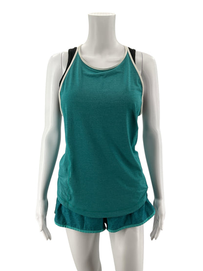 Lululemon Power Y Tank Top Sparkle Teal Built-In Bra Size 6