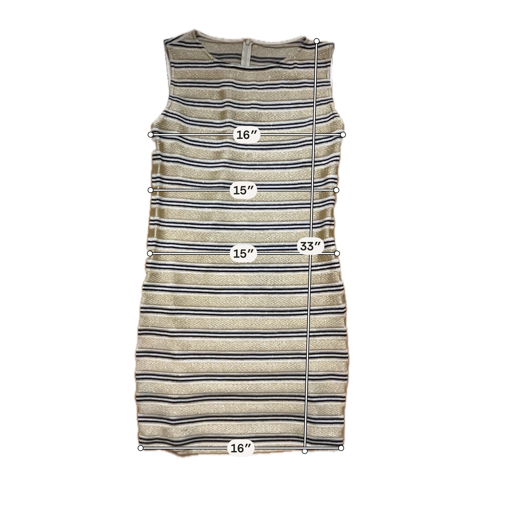 St. John Collection by Marie Gray gold/black Sheath St. John Collection Gold &amp; Black Metallic Stripe Knit Sheath Dress Size 10 - Size 10