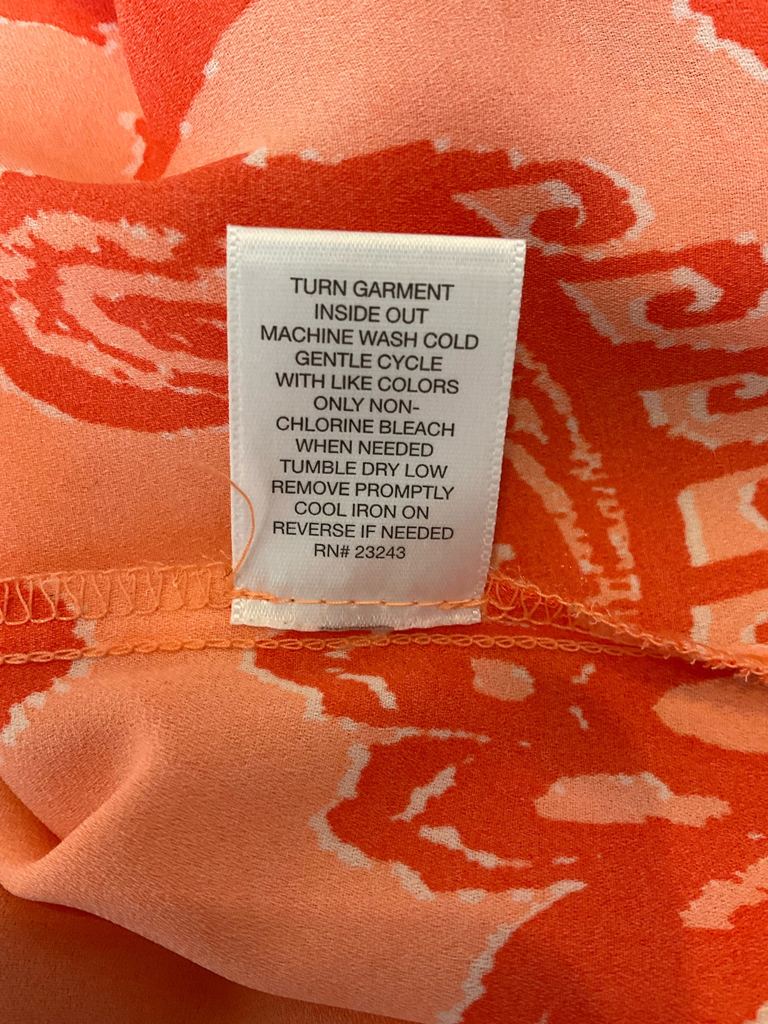 New York &amp; Co Orange Paisley Print Sleeveless Blouse Top XS