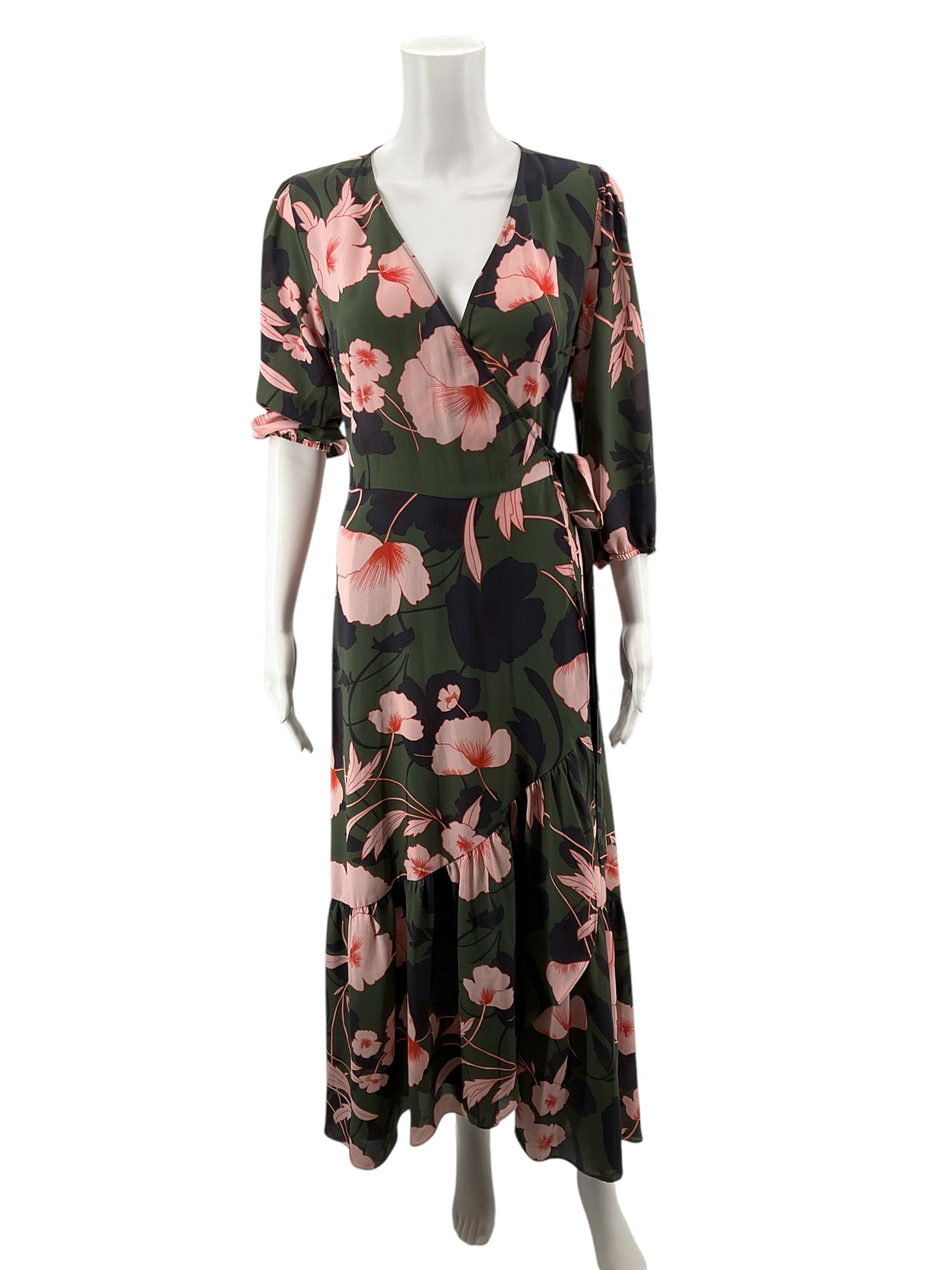 Bar 111 Olive/Navy/Pink Floral Pre-Owned Ladies Dress - Size Medium
