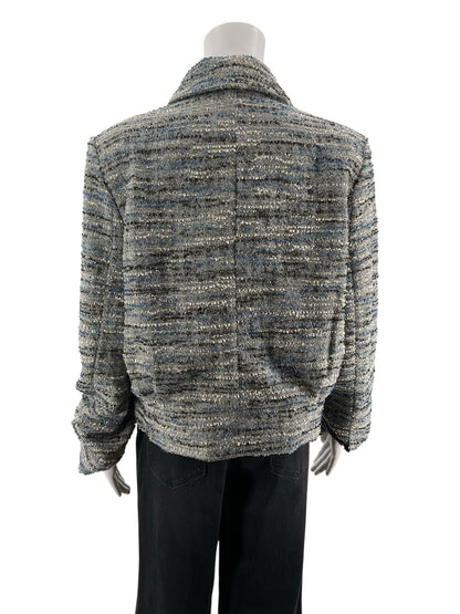 Cabi Thespian Jacket Blue Black Bouclé Tweed Double Breasted Blazer Medium - ONLINE ONLY