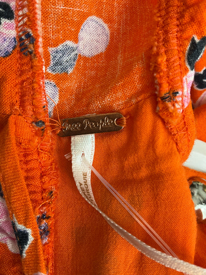 Free People Happy Feelings Floral Mini Dress XS Orange Lace Up Back