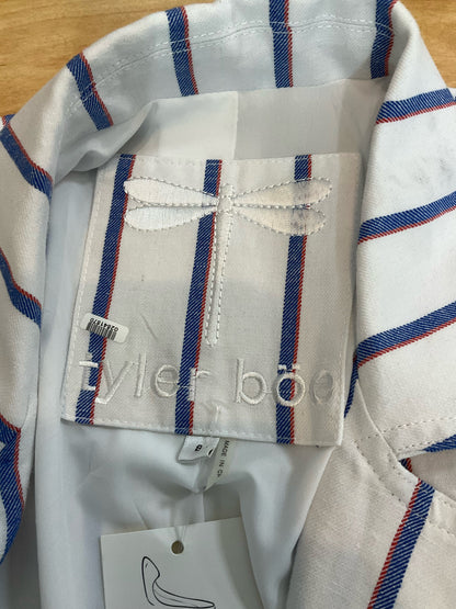 Tyler Boe Striped Cotton Linen Blazer Red White Blue Preppy Size 8