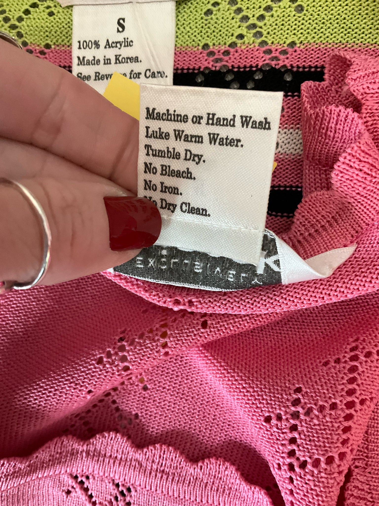 Misook pink/lime Long Sleeve Pink &amp; Lime Green Striped Knit Cardigan &amp;amp; Tank Top Set Size Small - Size S