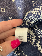 Isaac Mizrahi for Target navy/white Maxi Navy Paisley Bandana Print Shirtdress Size Large - Size L