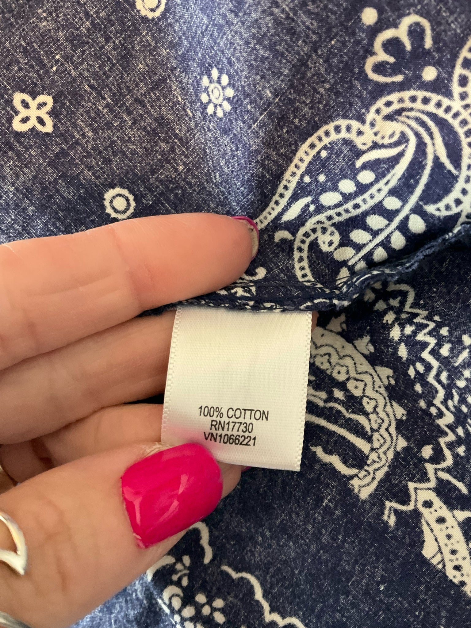 Isaac Mizrahi for Target navy/white Maxi Navy Paisley Bandana Print Shirtdress Size Large - Size L