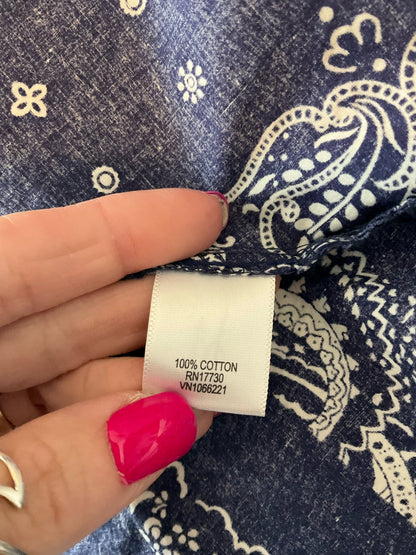 Isaac Mizrahi for Target navy/white Maxi Navy Paisley Bandana Print Shirtdress Size Large - Size L