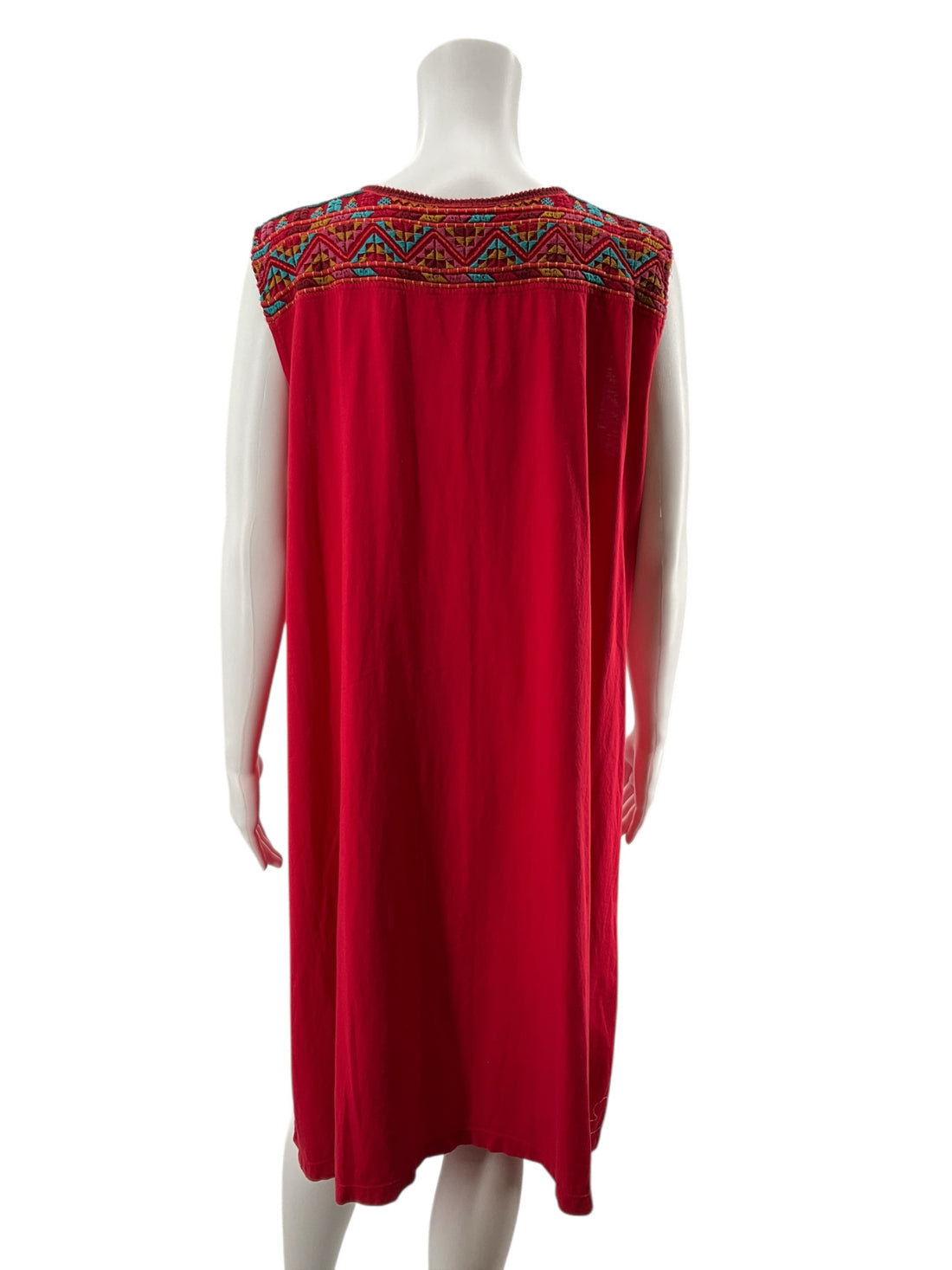Johnny Was Red/Teal Embroidered Pre-Owned Ladies Dress - Size XXL