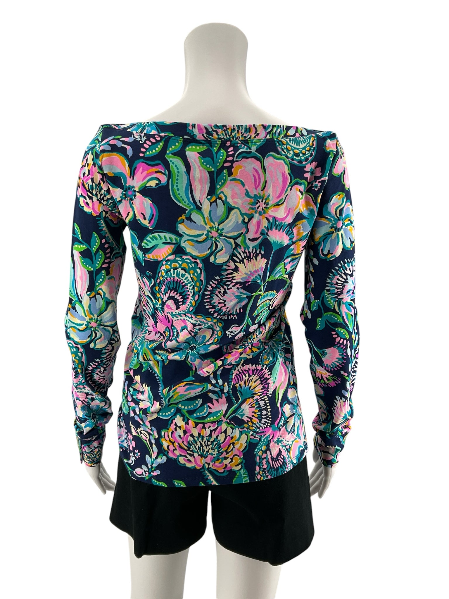 Lilly Pulitzer Nevie Off-Shoulder Top Multi Casa Del Sol Floral S - Downstairs