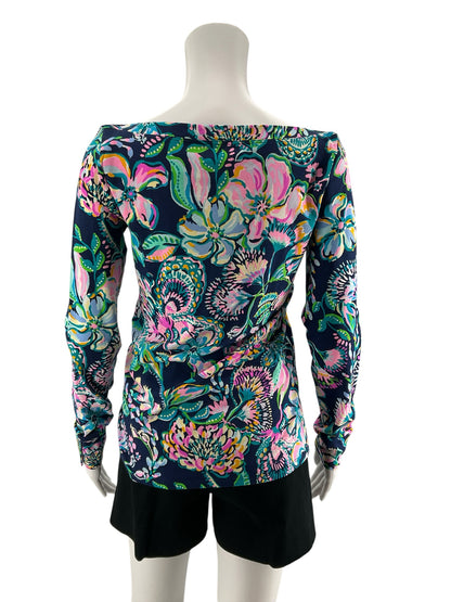 Lilly Pulitzer Nevie Off-Shoulder Top Multi Casa Del Sol Floral S - Downstairs