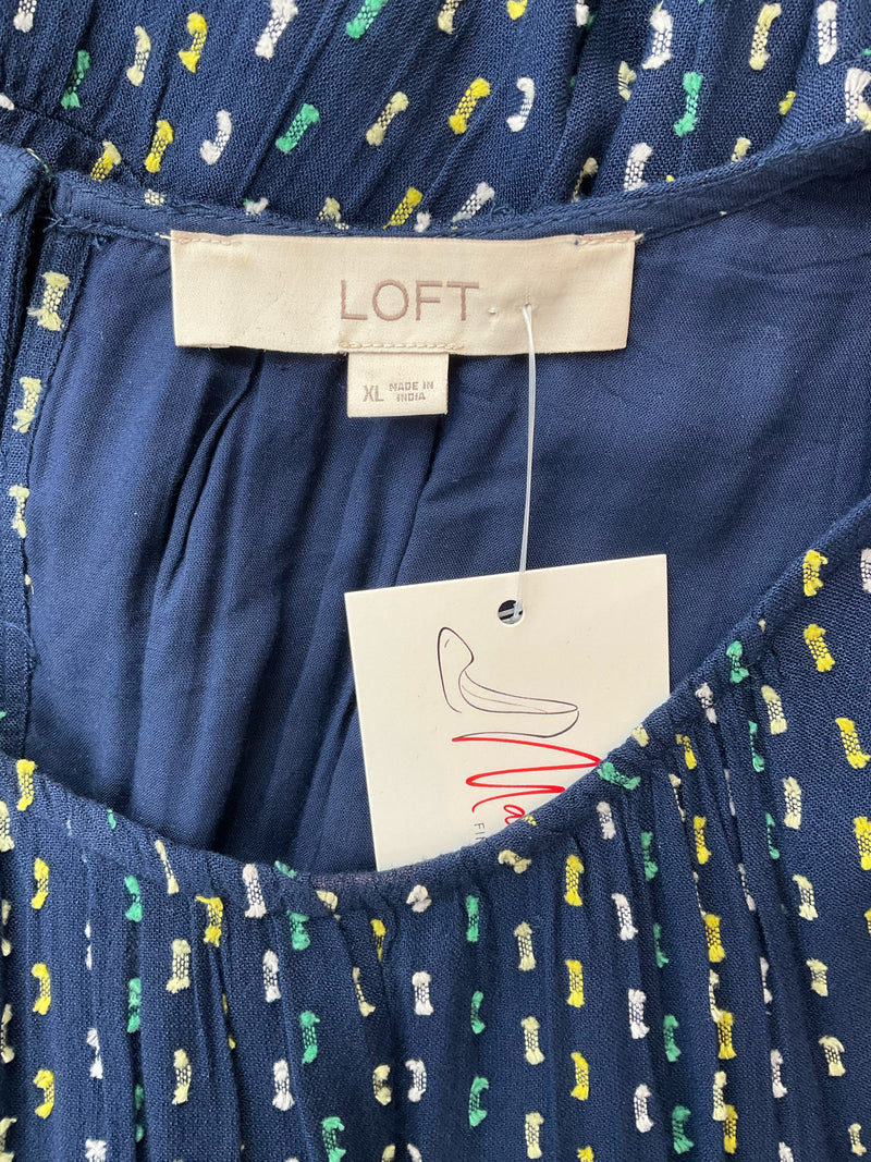 Loft Navy/Green/Yellow Pre-Owned Ladies Dress - Size XL