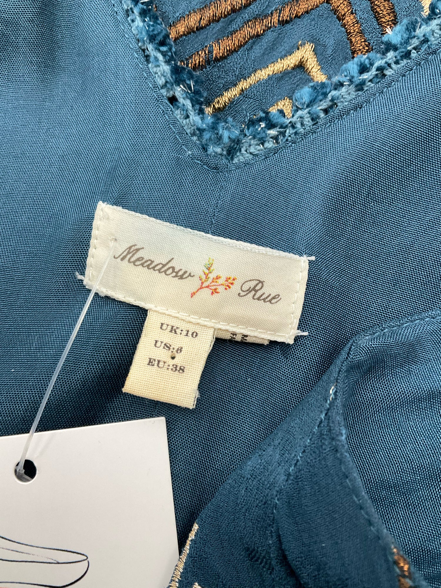 Meadow Rue Navy/Bronze Zig Zag Pre-Owned Ladies Dress - Size 6