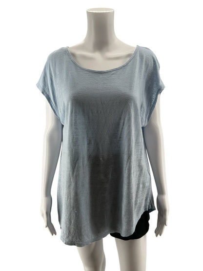 Sigrid Olsen Baby Blue 100% Linen Cap Sleeve Top Size XL