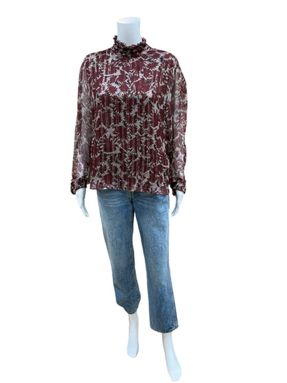 Warm Size 2 maroon sparkle Blouse - Downstairs