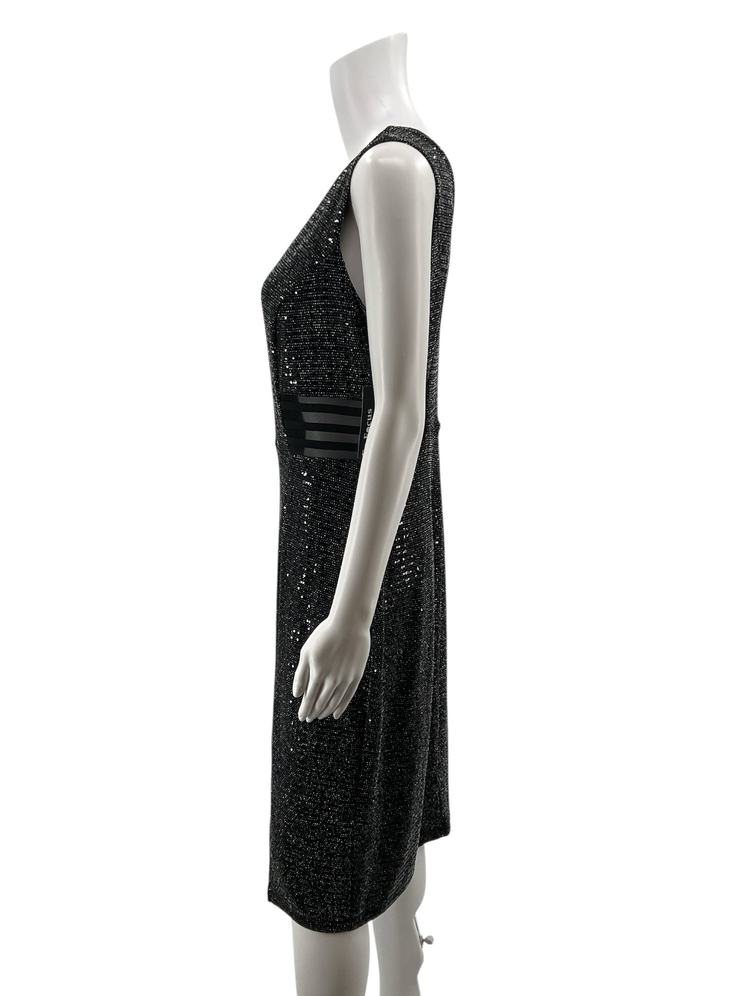 En Focus Size 12 Black/Silver sequin Pre-Owned Ladies New With Tags Dress
