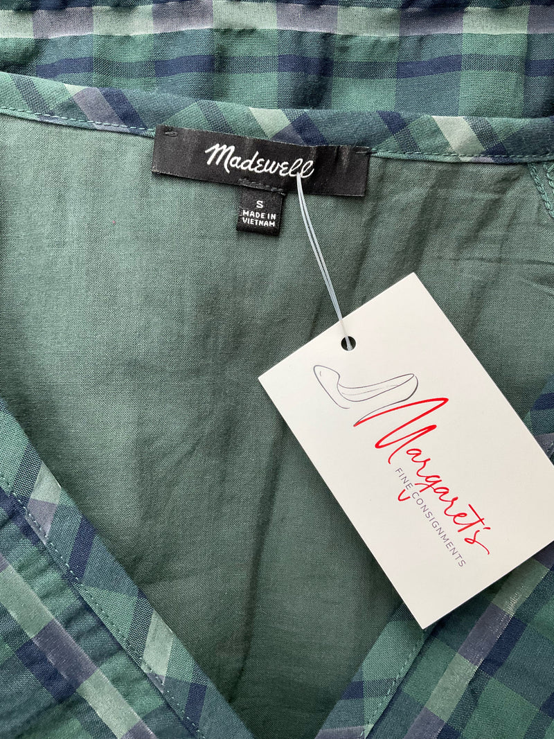 Madewell Green Plaid Pre-Owned Ladies Dress - Size Small