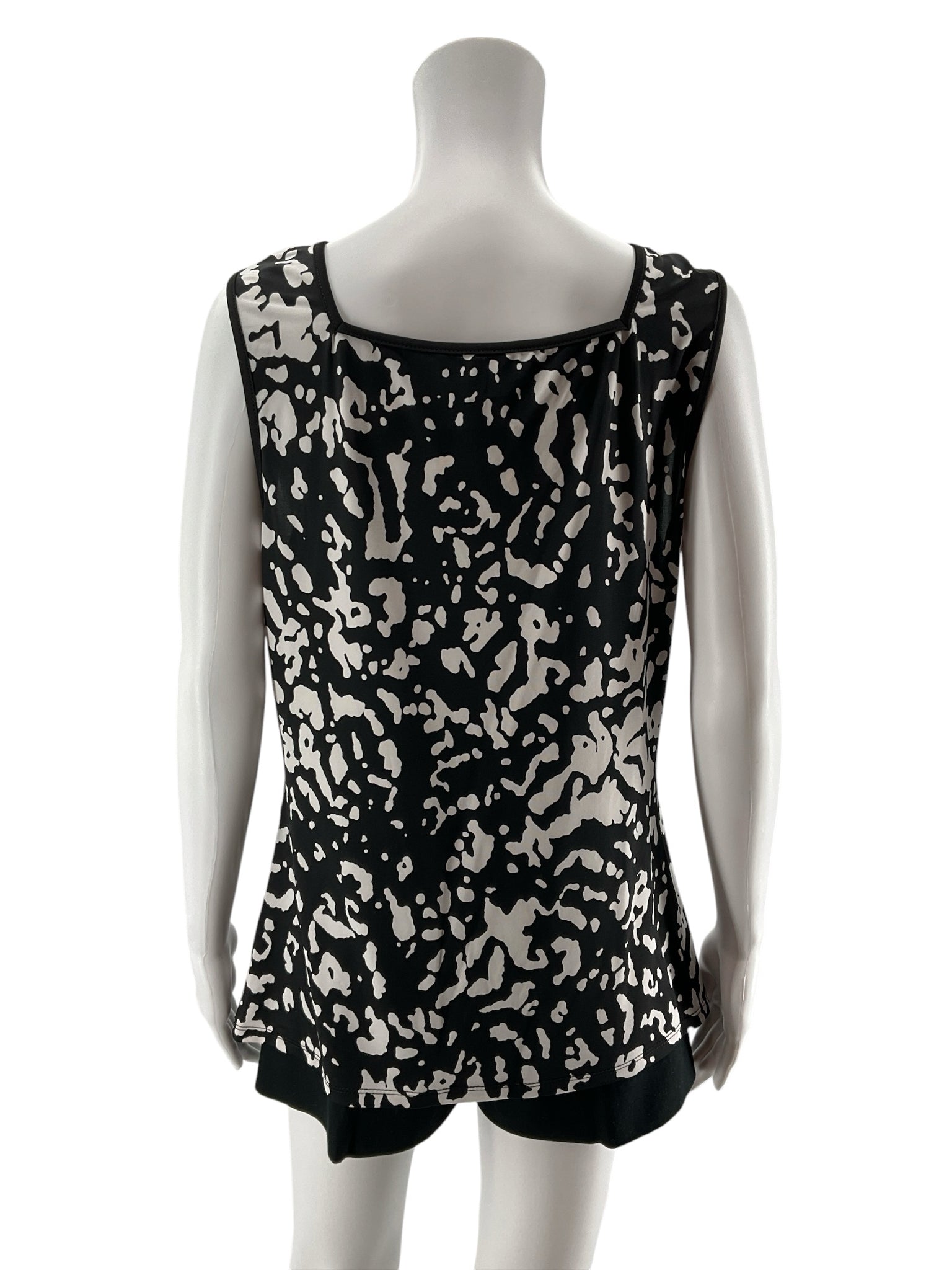 Etcetera Abstract Print Ruched Sleeveless Top | Size XL