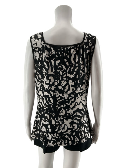 Etcetera Abstract Print Ruched Sleeveless Top | Size XL