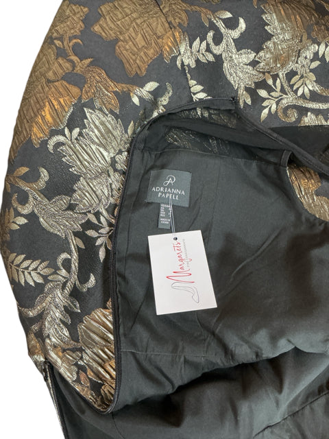 Adrianna Pappel Black/Gold Print Pre-Owned Ladies Dress - Size 2