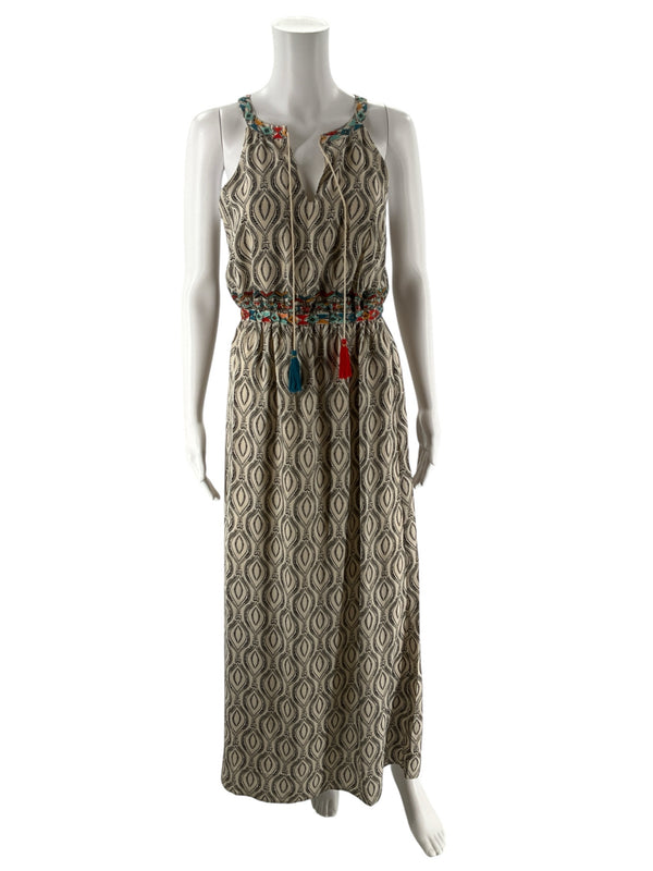 THML Tan/black Print Pre-Owned Ladies Dress - Size Small