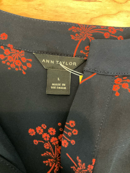 Ann Taylor Navy &amp;amp; Rust Floral Long Sleeve Blouse - Size Large - ONLINE ONLY
