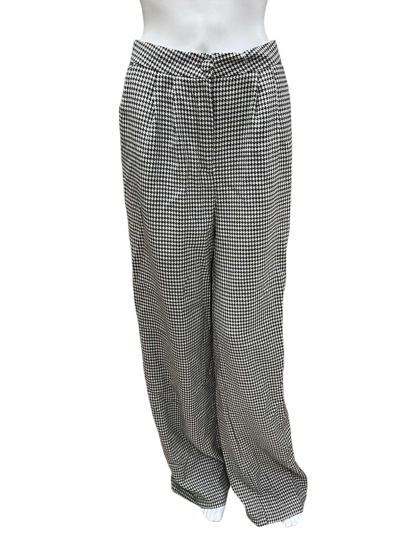 Nasty Gal Size 8 Black Houndstooth Pants - Downstairs