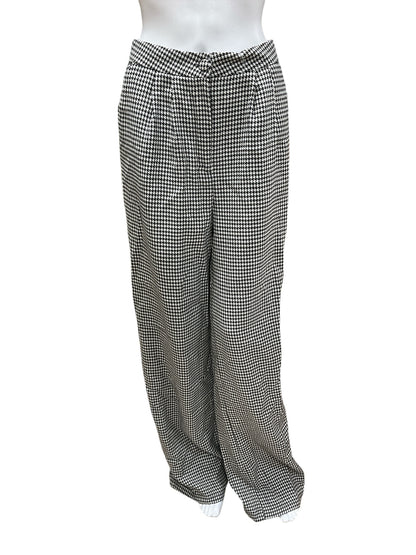 Nasty Gal Size 8 Black Houndstooth Pants - Downstairs