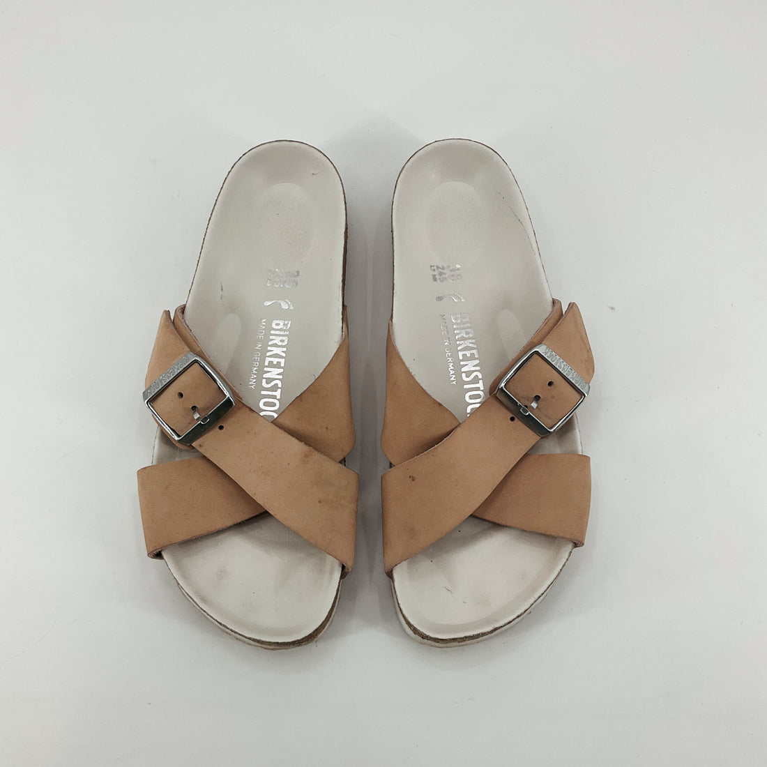 Birkenstock Yao Cross Strap Sandals Tan Leather Womens Size 7 EU 38