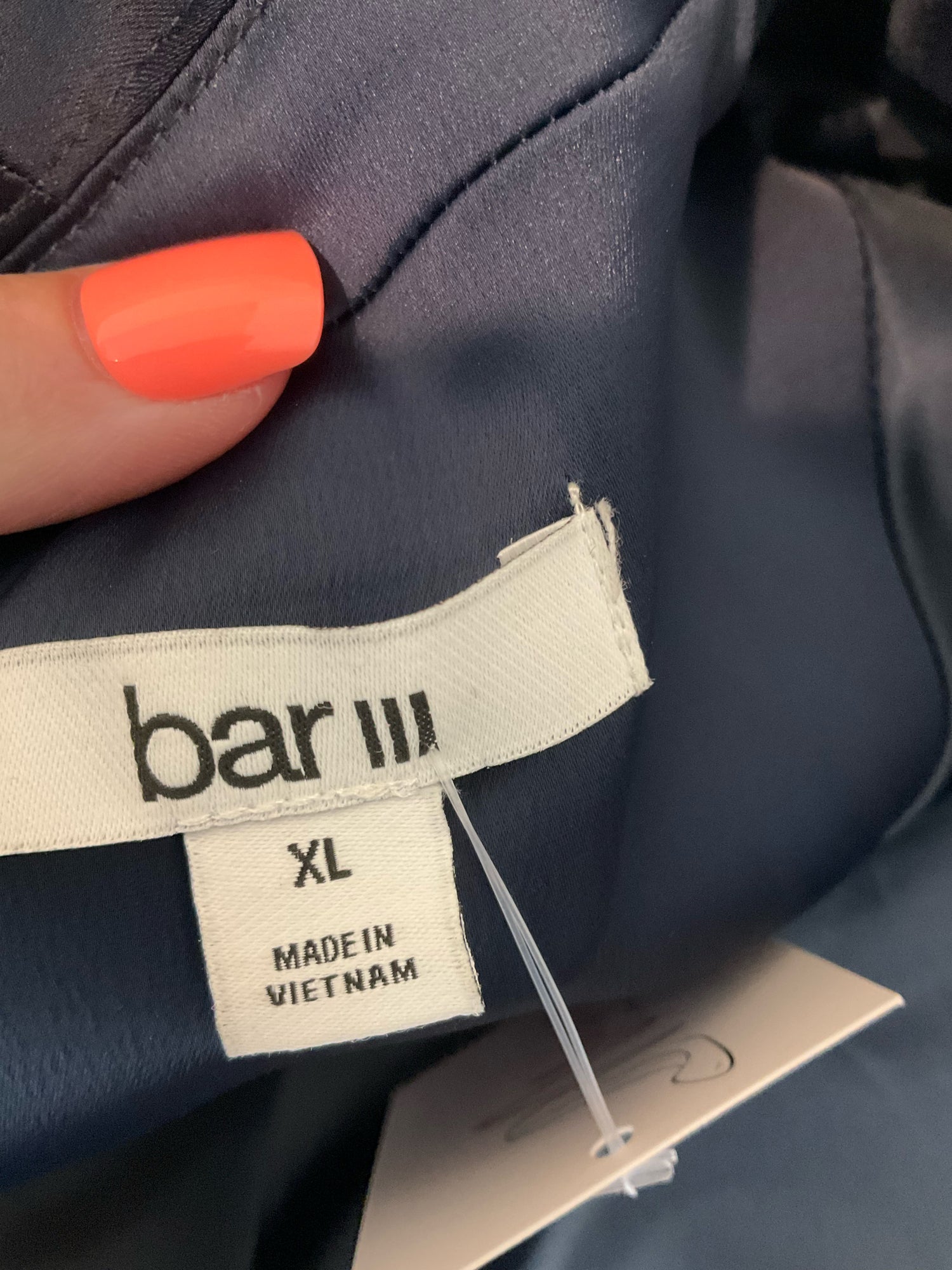 Bar III Navy Blue Ruched 3/4 Sleeve Open-Front Blazer Size XL
