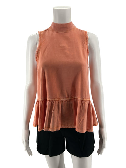 Cloth &amp; Stone Sula Tencel Tie-Back Peplum Tank Top XS Burnt Orange - ONLINE ONLY