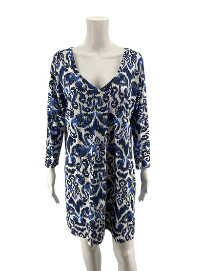 Lilly Pulitzer Size L white/blue Print Pre-Owned Ladies Dress