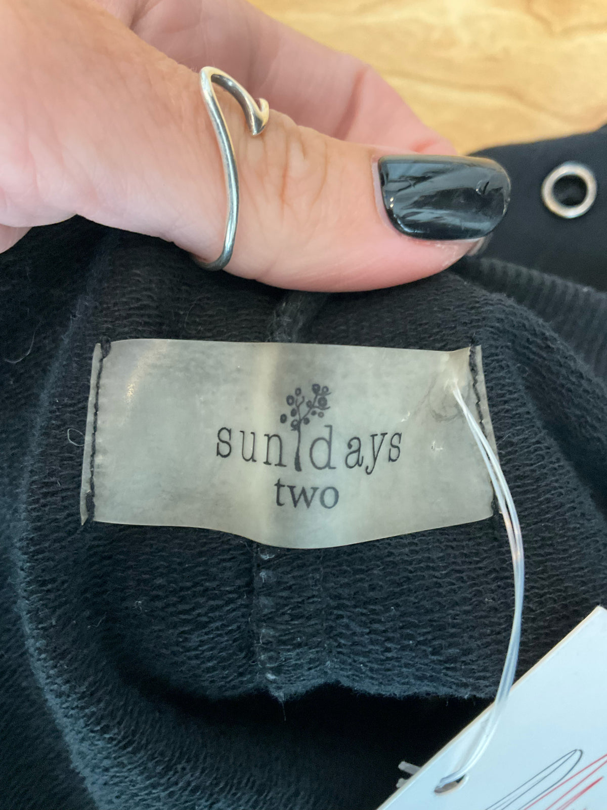 Sundays Two Grommet Detail Cropped Sweatshirt Black Size Medium - ONLINE ONLY