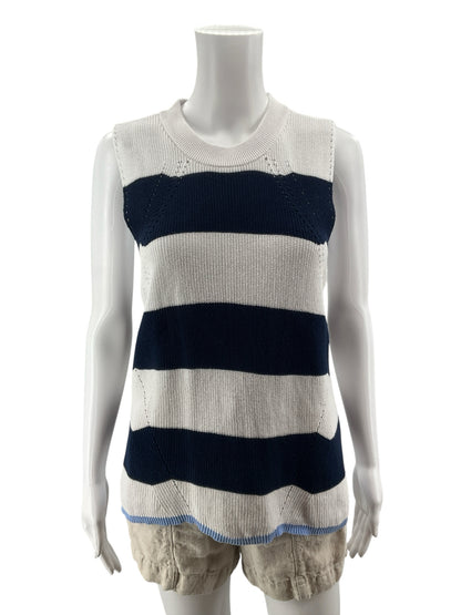 Crown &amp;amp; Ivy Navy White Striped Knit Tank Top Nautical Preppy Size Small