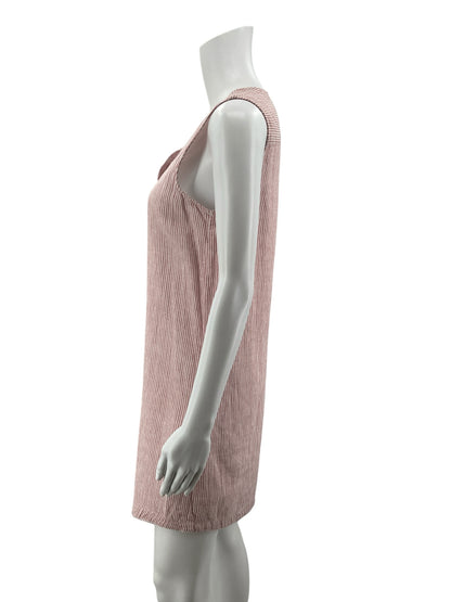 beachlunchlounge Linen Blend Striped Shift Dress Pink White Size XS