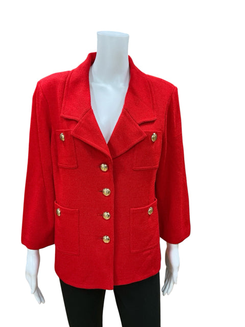 St. John Red Jacket Red Santana Knit Jacket Blazer Size 16 NWT - Size 16
