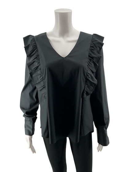 Waverly Grey Libérante Ruffle V-Neck Blouse Black Size XL