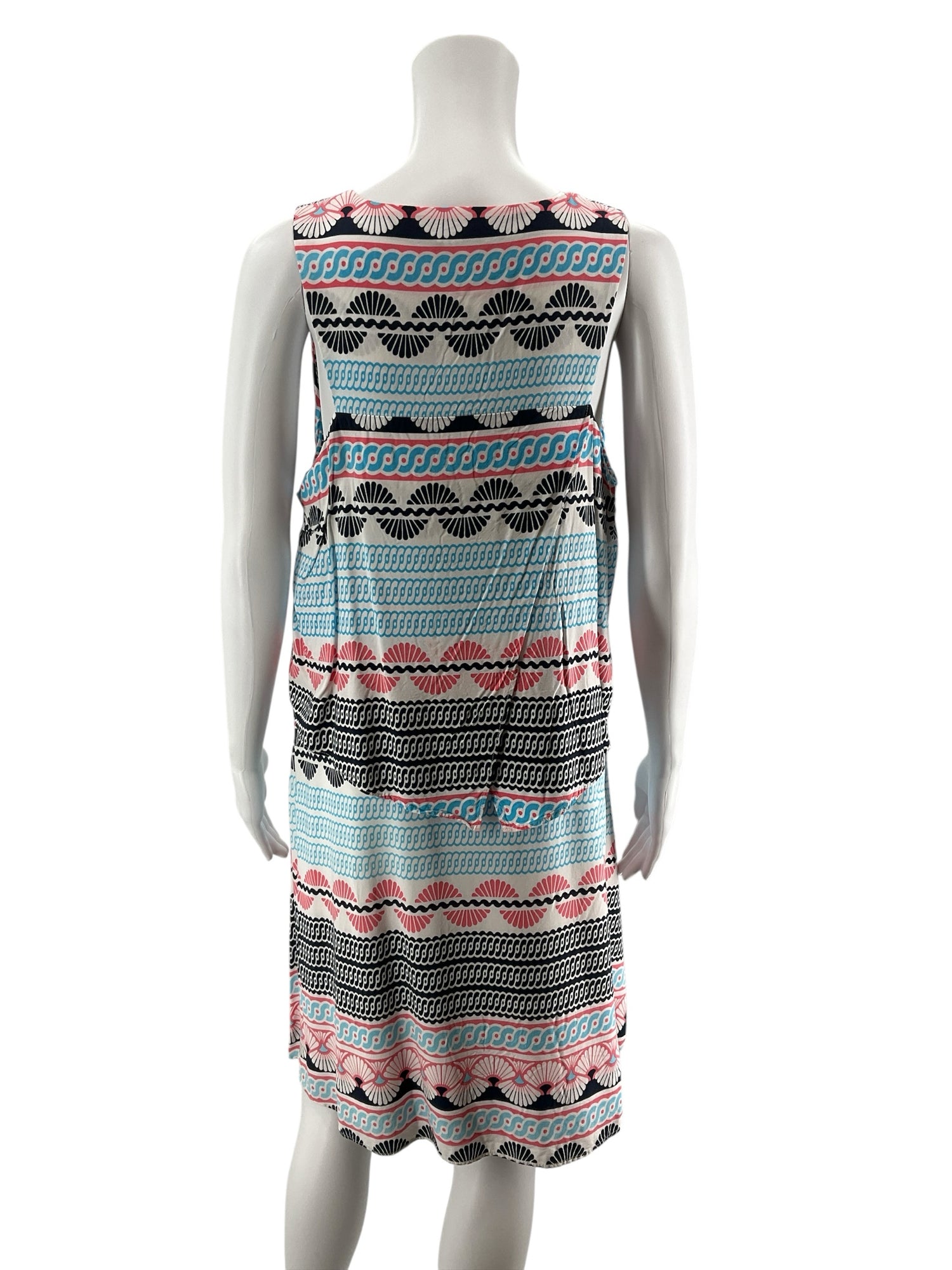 Crown &amp;amp; Ivy Dress Size 16 White Aqua Pink Tribal Print Sleeveless Shift