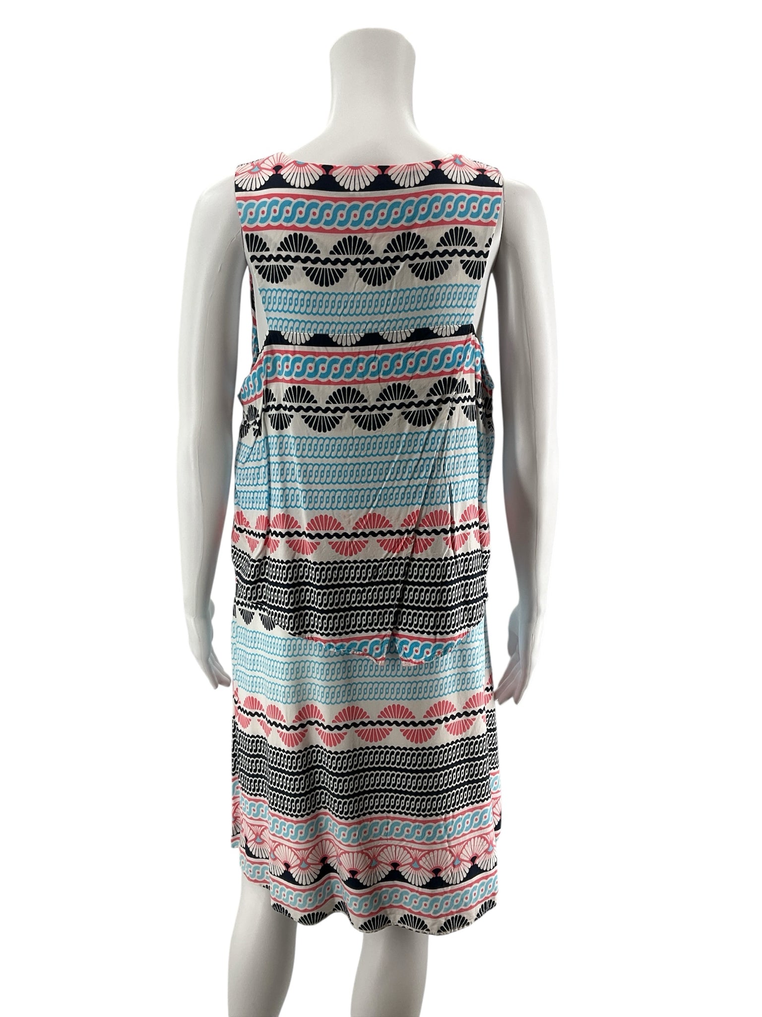 Crown &amp;amp; Ivy Dress Size 16 White Aqua Pink Tribal Print Sleeveless Shift