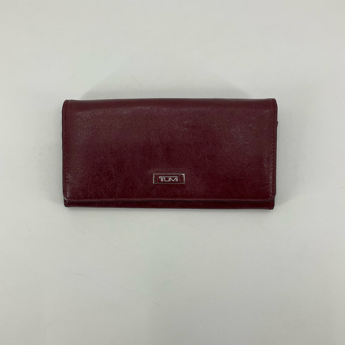Tumi Burgundy Leather Fold-Over Wallet Travel Organizer - ONLINE ONLY