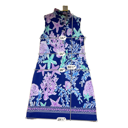 Barbara Erickson Coral Reef Print Ruffle Neck Dress Size Small