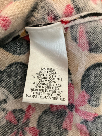 Designers Originals Petite Floral Polka Dot Cardigan Sweater Size PM