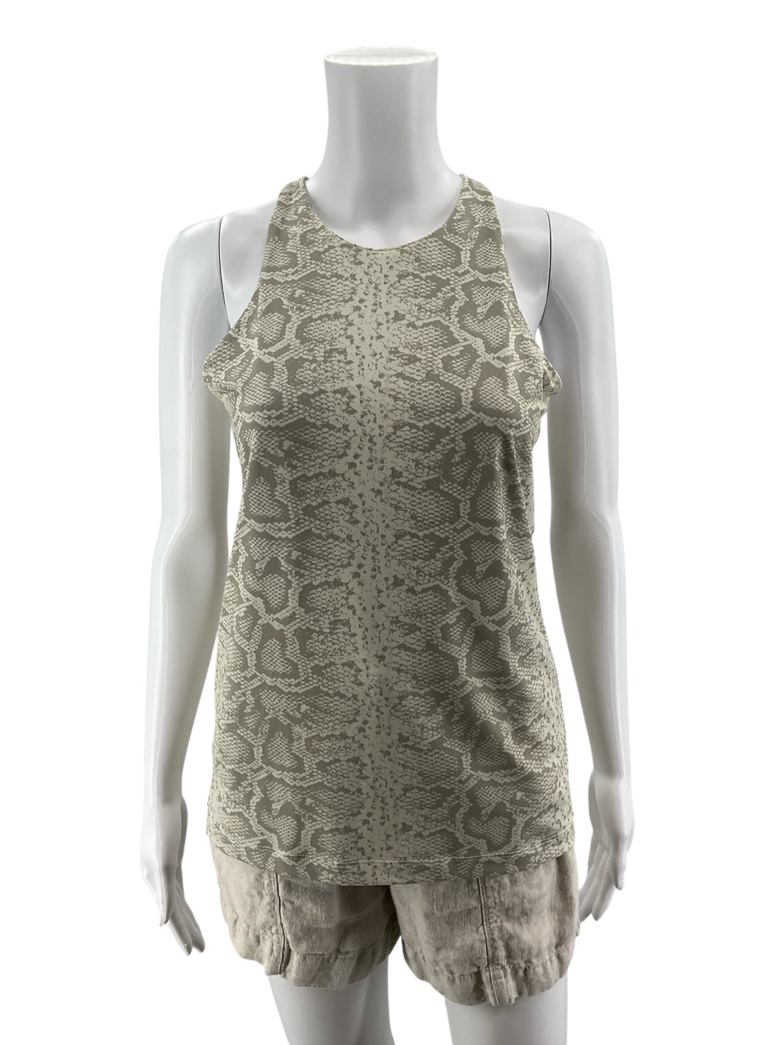 ANATOMIE Melissa Snake Print Racerback Tank Top Gray White Size Small