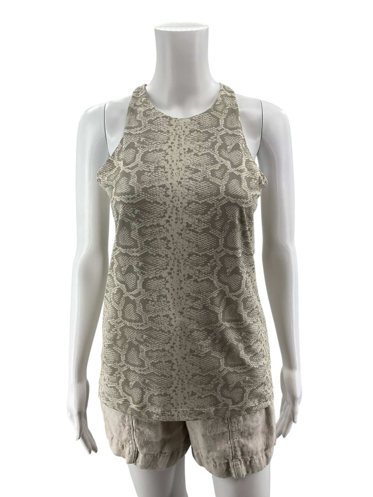 ANATOMIE Melissa Snake Print Racerback Tank Top Gray White Size Small