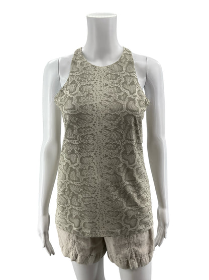 ANATOMIE Melissa Snake Print Racerback Tank Top Gray White Size Small