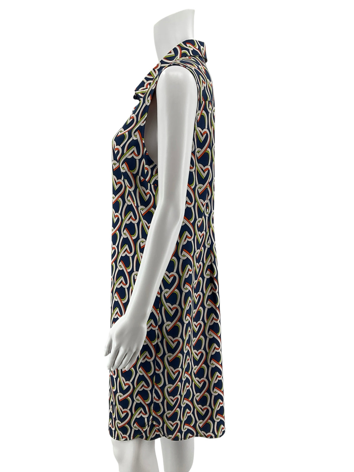 Cabi Heart of Gold Dress Sleeveless Button Front Shirtdress Hearts Print Size Medium