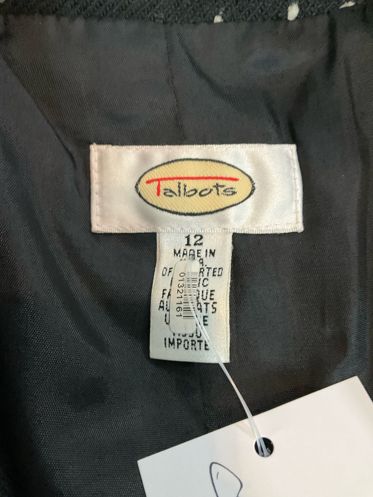 Talbots Polka Dot Tie-Front Blazer Black Ivory Size 12